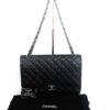 Chanel Black Caviar Maxi Double Flap Silver 28