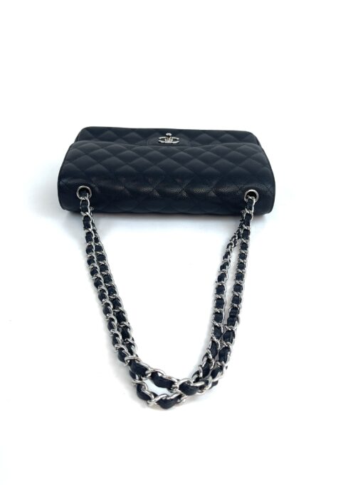 Chanel Jumbo Double Flap Bag Black Caviar Leather Silver 21