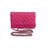 Chanel Hot Pink Quilted Lambskin Leather Classic WOC Clutch Bag Silver