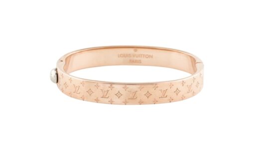 Louis Vuitton Brass Monogram Nanogram Cuff S Pink Gold
