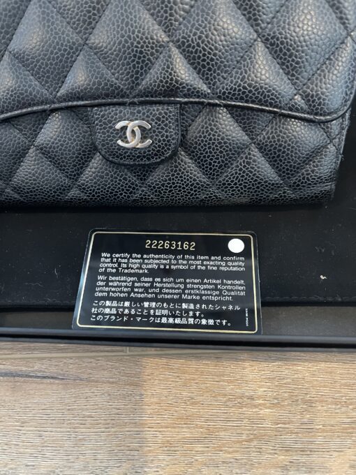 Chanel Large Black Caviar Flap Wallet Silver 6