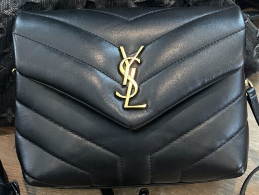 YSL Loulou Toy Black Quilted Leather Shoulder Bag Gold