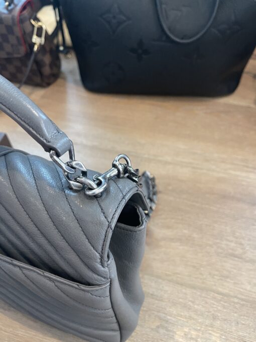 YSL Grey Leather Medium College Bag Chevron 15