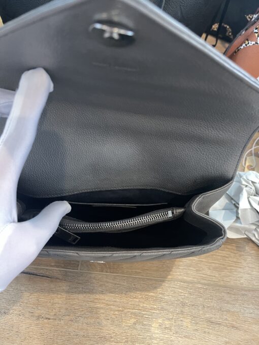 YSL Grey Leather Medium College Bag Chevron 9