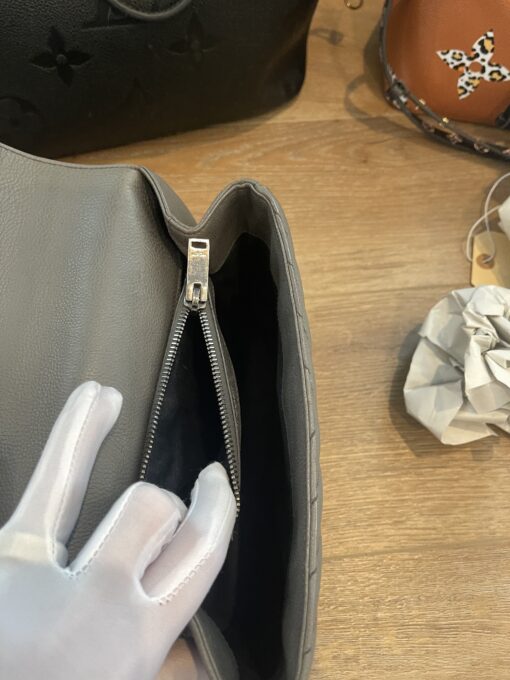 YSL Grey Leather Medium College Bag Chevron 8