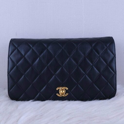 Chanel Timeless Full Flap Black Lambskin Shoulder Bag Gold