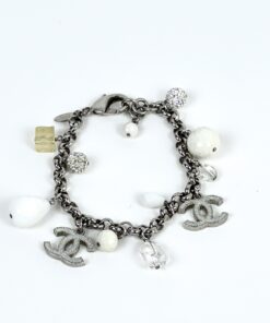 Chanel CC Pearl Cube Silver Charm Bracelet 2