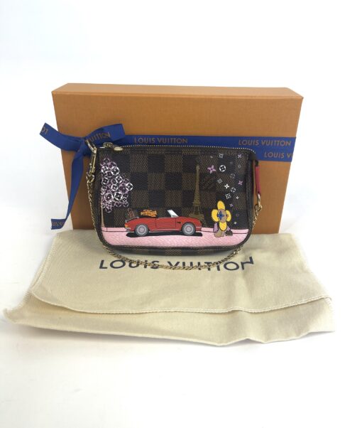 Louis Vuitton Damier Ebene 2019 Christmas Animation Mini Pochette Accessories Red 4