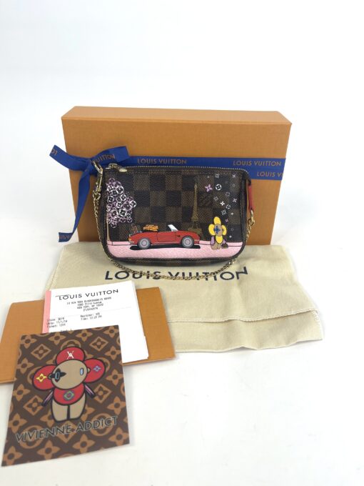 Louis Vuitton Damier Ebene 2019 Christmas Animation Mini Pochette Accessories Red 5