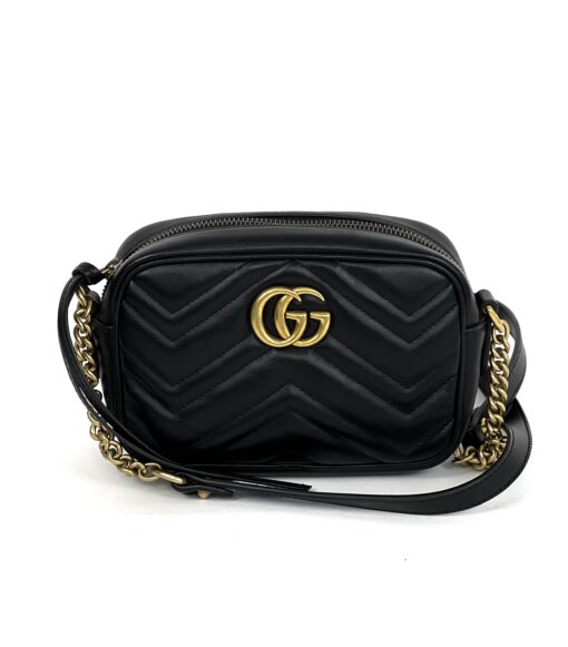 Gucci Black Mini Marmont Crossbody with Gold