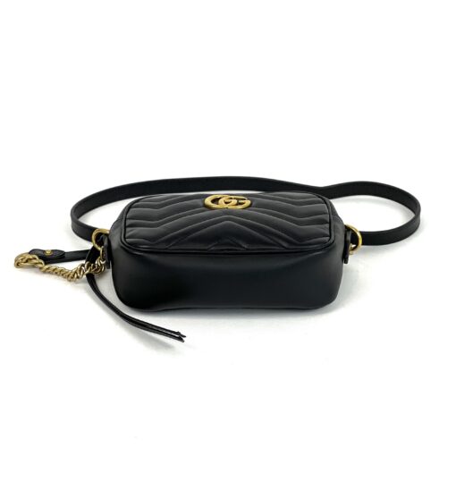 Gucci Black Mini Marmont Crossbody with Gold - Image 14