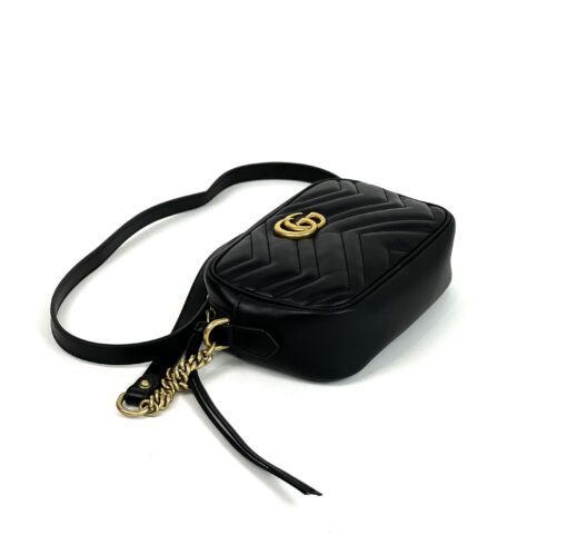 Gucci Black Mini Marmont Crossbody with Gold - Image 12