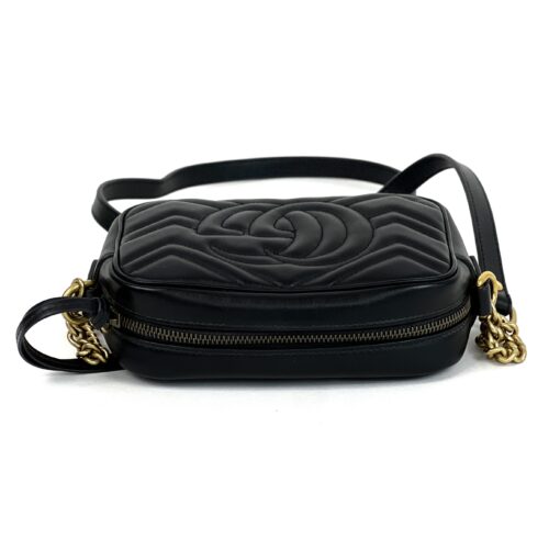 Gucci Black Mini Marmont Crossbody with Gold - Image 7