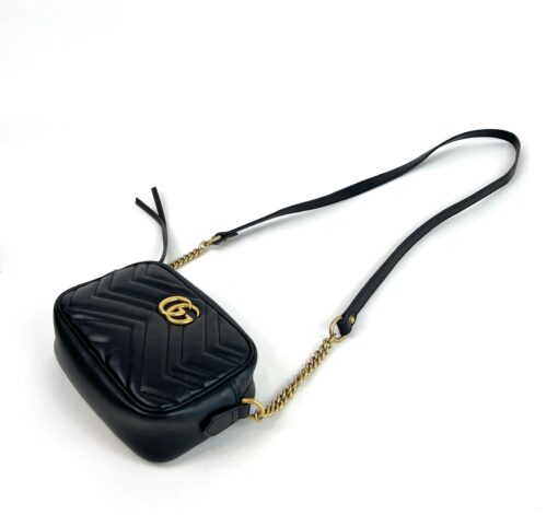 Gucci Black Mini Marmont Crossbody with Gold - Image 15