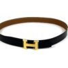 Hermes Gold H belt buckle & Reversible leather strap 32 mm Black/Tan 3