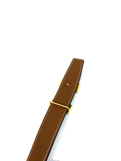 Hermes Gold H belt buckle & Reversible leather strap 32 mm Black/Tan 7