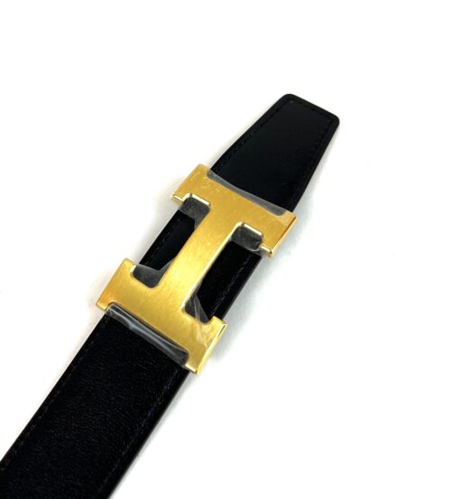 Hermes Gold H belt buckle & Reversible leather strap 32 mm Black/Tan 5