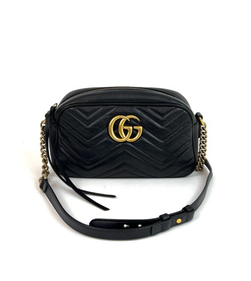 Gucci Black Marmont Small Matelassé Crossbody