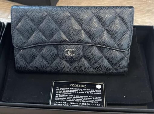 Chanel Black Caviar Quilted leather wallet