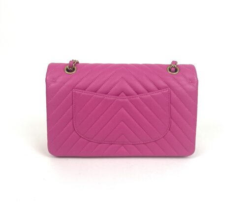 Chanel Hot Pink Medium Double Flap Chevron Lambskin Leather Bag with Gold Hardware 5