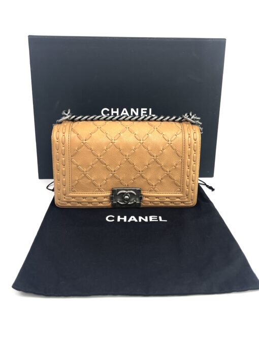 Chanel Medium Boy 10″ Paris-Dallas Beige Whipstitch 7