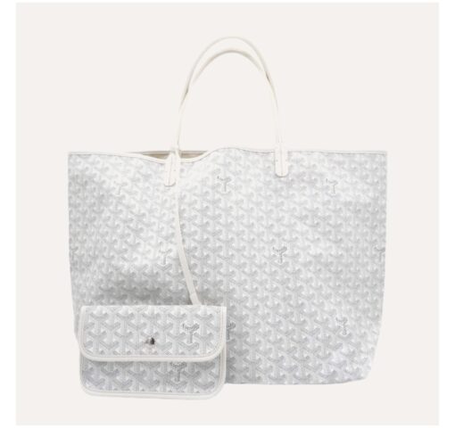 GOYARD Saint Louis White Goyardine GM Tote Bag