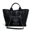 Chanel Small Deauville Black Studded Logo Tote Bag