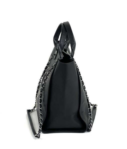 Chanel Medium Deauville Black Studded Logo Tote Bag 9
