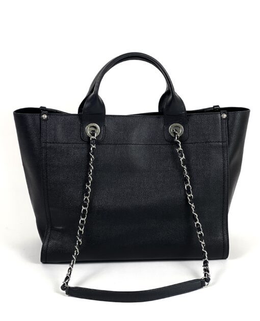 Chanel Medium Deauville Black Studded Logo Tote Bag 6