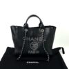 Chanel Medium Deauville Black Studded Logo Tote Bag 3