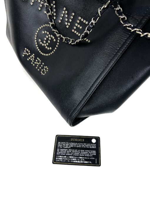 Chanel Medium Deauville Black Studded Logo Tote Bag 19