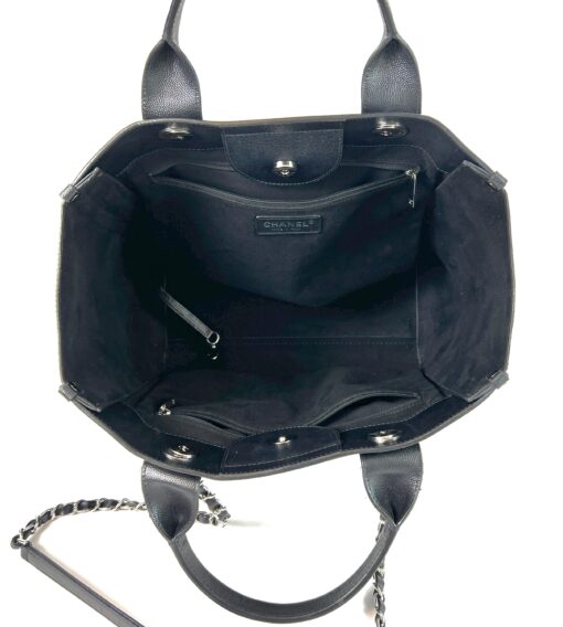 Chanel Medium Deauville Black Studded Logo Tote Bag 13