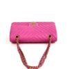 Chanel Hot Pink Medium Double Flap Chevron Lambskin Leather Bag with Gold Hardware 27
