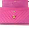 Chanel Hot Pink Medium Double Flap Chevron Lambskin Leather Bag with Gold Hardware 19