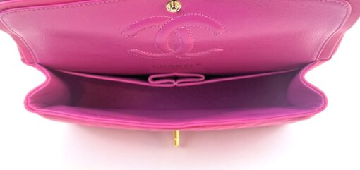 Chanel Hot Pink Medium Double Flap Chevron Lambskin Leather Bag with Gold Hardware 13