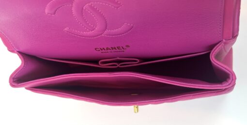 Chanel Hot Pink Medium Double Flap Chevron Lambskin Leather Bag with Gold Hardware 17