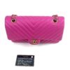 Chanel Hot Pink Medium Double Flap Chevron Lambskin Leather Bag with Gold Hardware 16