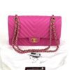 Chanel Hot Pink Medium Double Flap Chevron Lambskin Leather Bag with Gold Hardware 4