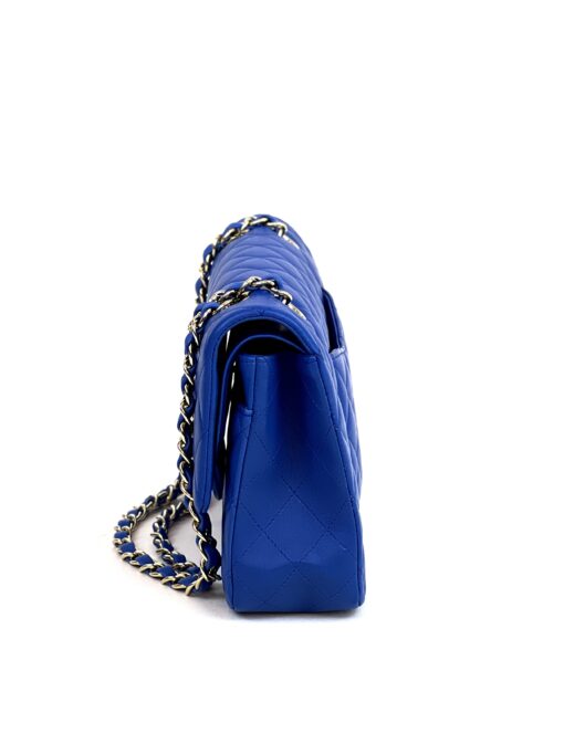 Chanel Royal Blue Medium Double Flap Lambskin Leather Bag with Gold 7