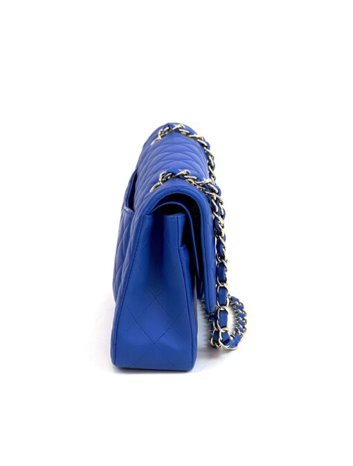 Chanel Royal Blue Medium Double Flap Lambskin Leather Bag with Gold 6
