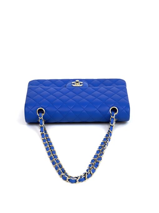 Chanel Royal Blue Medium Double Flap Lambskin Leather Bag with Gold 18