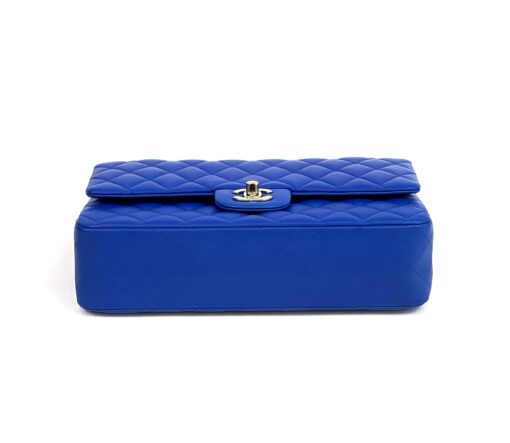 Chanel Royal Blue Medium Double Flap Lambskin Leather Bag with Gold 15
