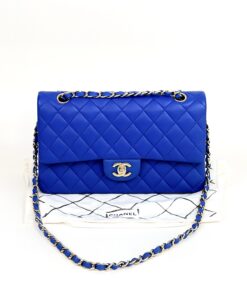 Chanel Royal Blue Medium Double Flap Lambskin Leather Bag with Gold 2