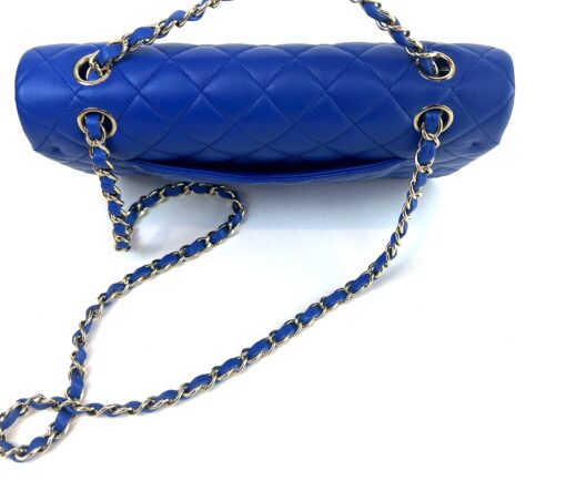 Chanel Royal Blue Medium Double Flap Lambskin Leather Bag with Gold 13