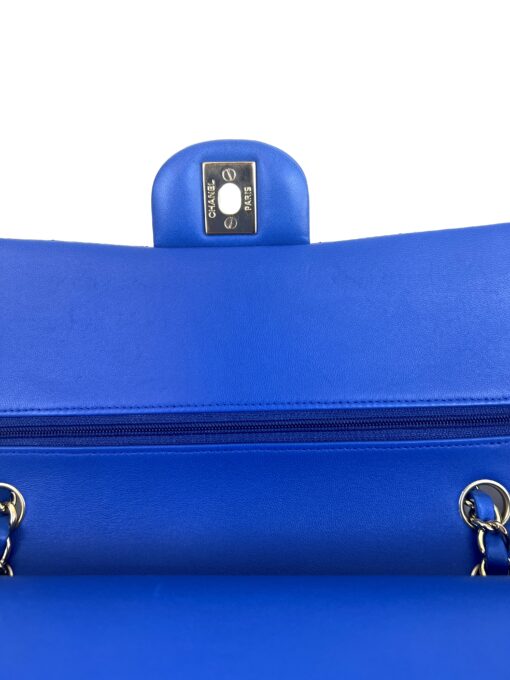 Chanel Royal Blue Medium Double Flap Lambskin Leather Bag with Gold 11