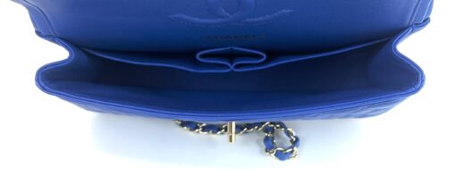 Chanel Royal Blue Medium Double Flap Lambskin Leather Bag with Gold 8