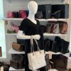 CHANEL Off White Glazed Leather North/South Deauville Small Shopping Tote Bag 3