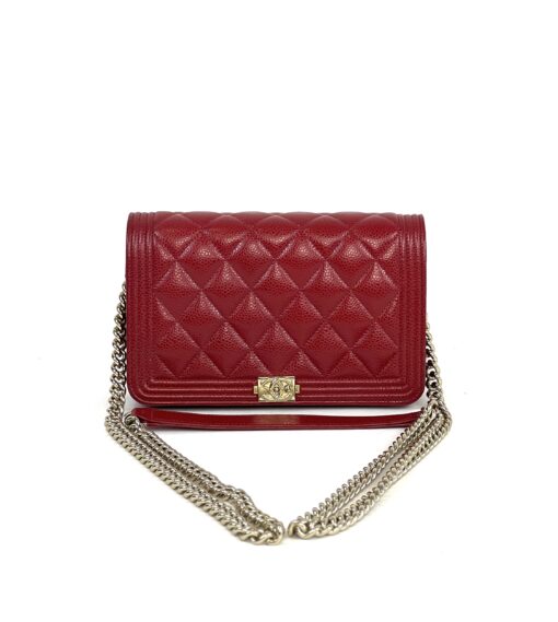 Chanel Boy WOC Red Caviar Quilted GHW 2019