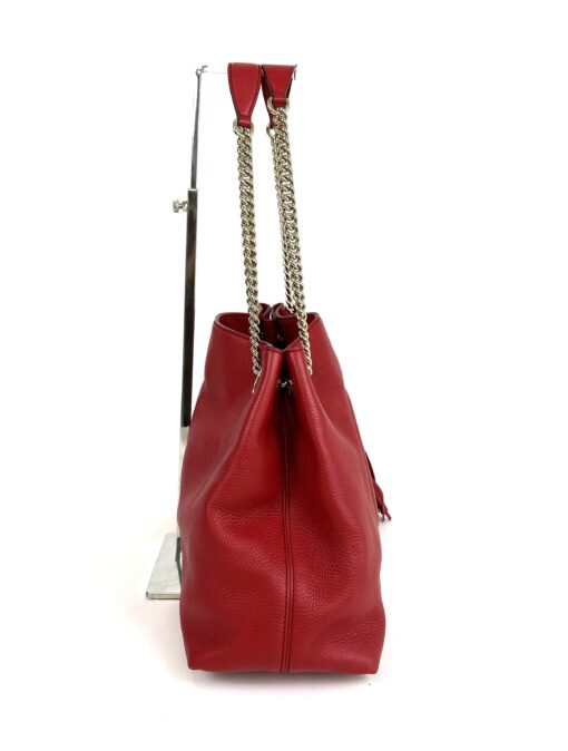 Gucci Soho Pebbled Leather Chain Medium Shoulder Bag Red 4