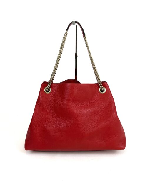 Gucci Soho Pebbled Leather Chain Medium Shoulder Bag Red 3